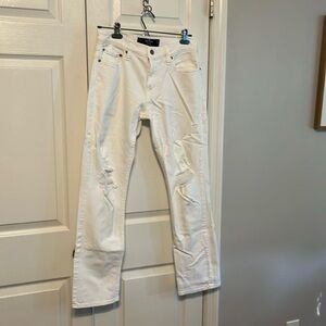 Hollister Mens Slim Straight Distressed Jeans White sz 28x30